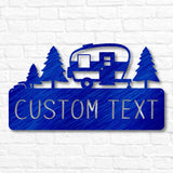 Retro Camper Plaque with Trees