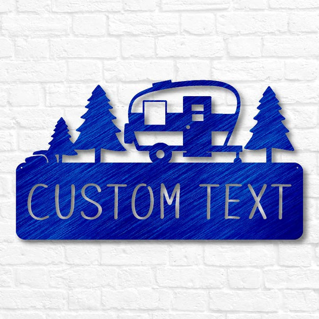 Retro Camper Plaque with Trees