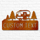 Retro Camper Plaque with Trees