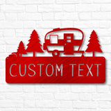 Retro Camper Plaque with Trees