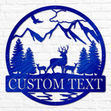 Deer Family Scene Outdoor Monogram