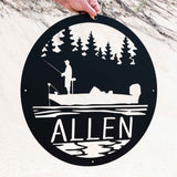 Bass Fishing Scene Monogram