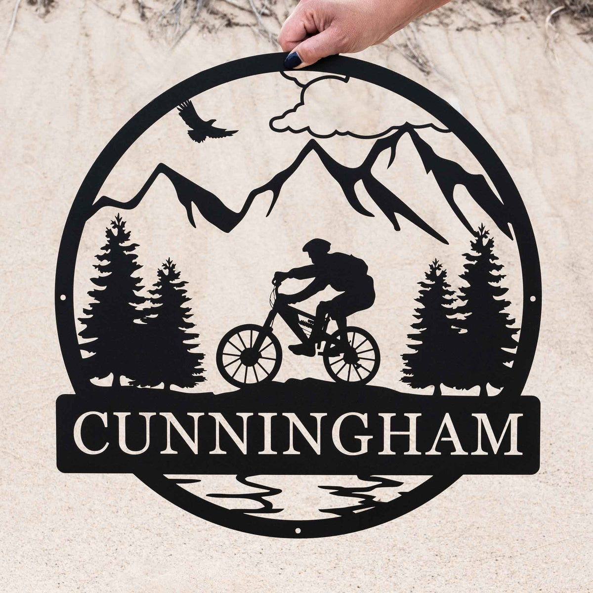 Mountain Bike Outdoor Monogram Outdoor Name Sign Mountain Biker
