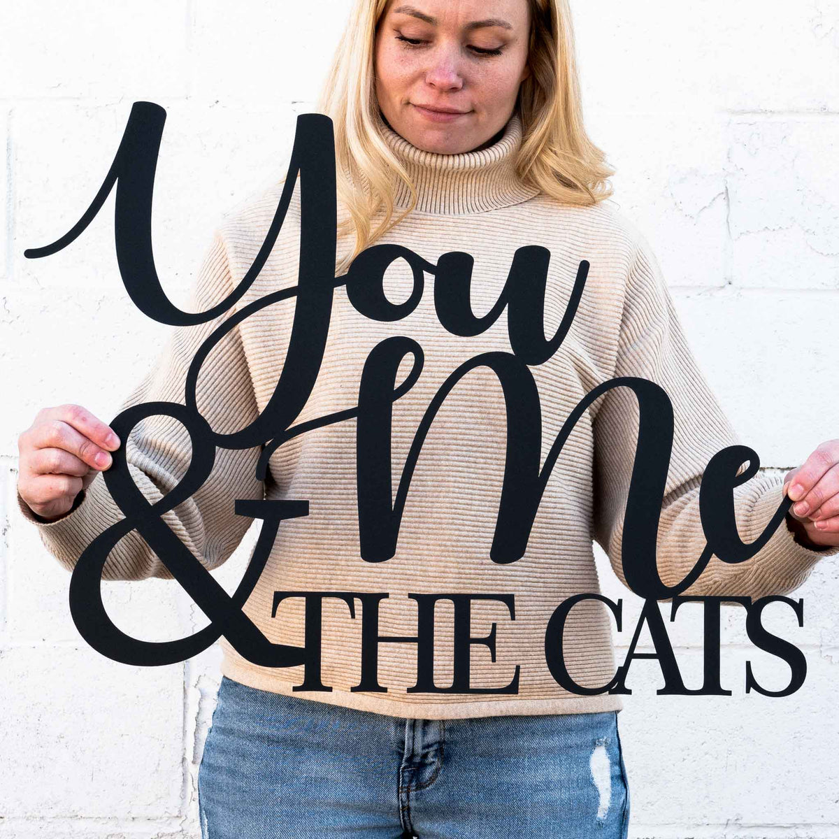 サイン入り / THE BLUE CATS - LOVE ME (45'PS) You Me & the Cats Word Wall Art | Cat Lovers Gift | Cat Home Decor