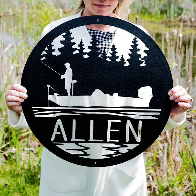 Bass Fishing Scene Monogram