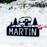 Retro Camper Plaque with Trees