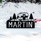 Retro Camper Plaque with Trees