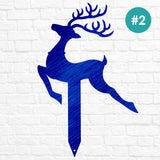 Reindeer with Santa Yard Stakes
