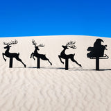 Reindeer with Santa Yard Stakes
