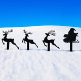Reindeer with Santa Yard Stakes