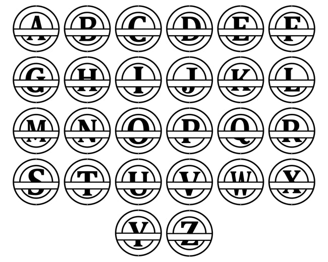 Double Circle Split Letter Swirly Monogram