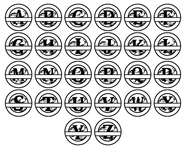 Double Circle Split Letter Swirly Monogram