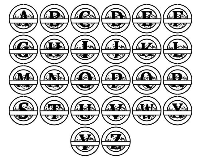 Double Circle Split Letter Swirly Monogram