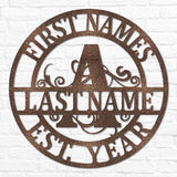 Double Circle Split Letter Swirly Monogram