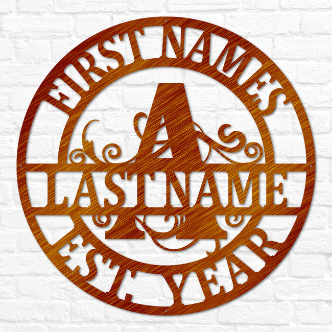 Double Circle Split Letter Swirly Monogram