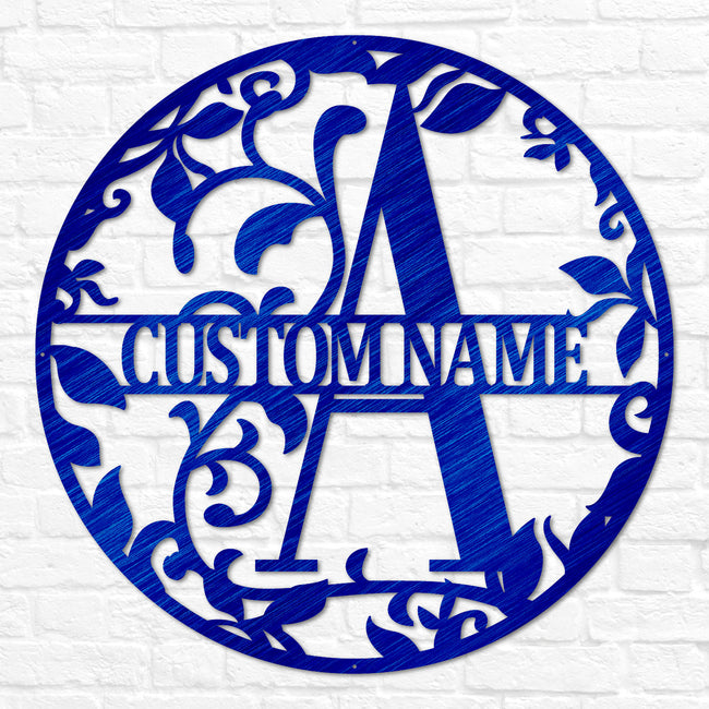 Circle Split Letter Foliage Monogram