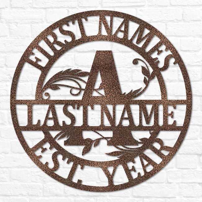 Double Circle Split Letter Swirly Monogram