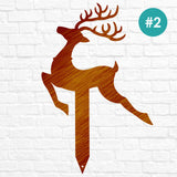 Reindeer with Santa Yard Stakes