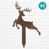 Reindeer with Santa Yard Stakes