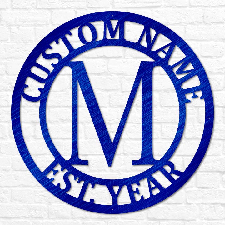 Double Circle Letter Monogram | Last Name Established Sign with Letter ...