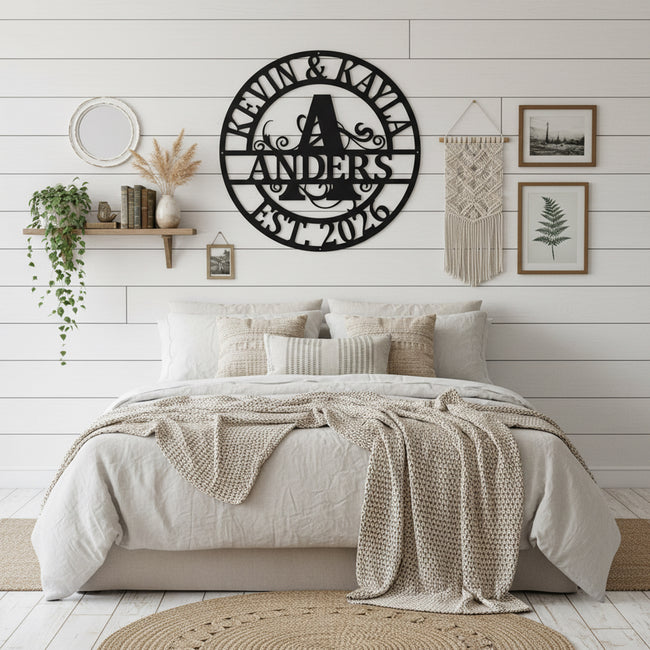 Double Circle Split Letter Swirly Monogram