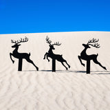 Reindeer with Santa Yard Stakes
