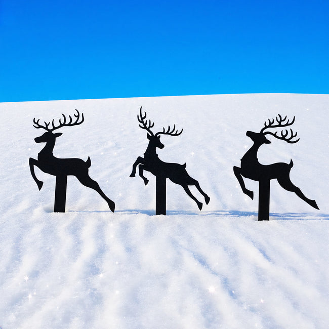 Reindeer with Santa Yard Stakes