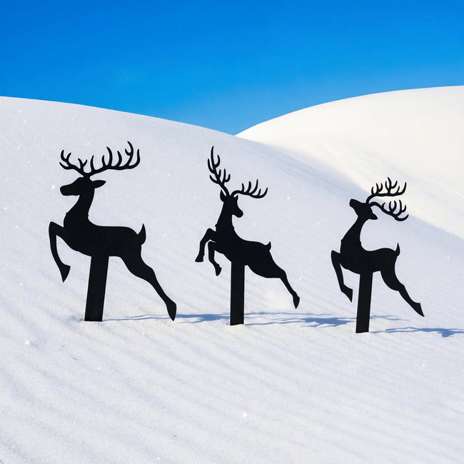 Reindeer with Santa Yard Stakes