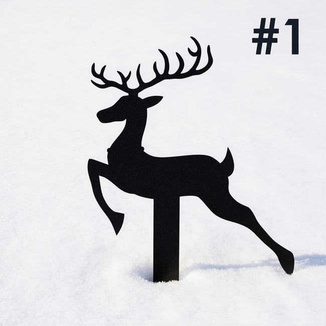 Reindeer with Santa Yard Stakes