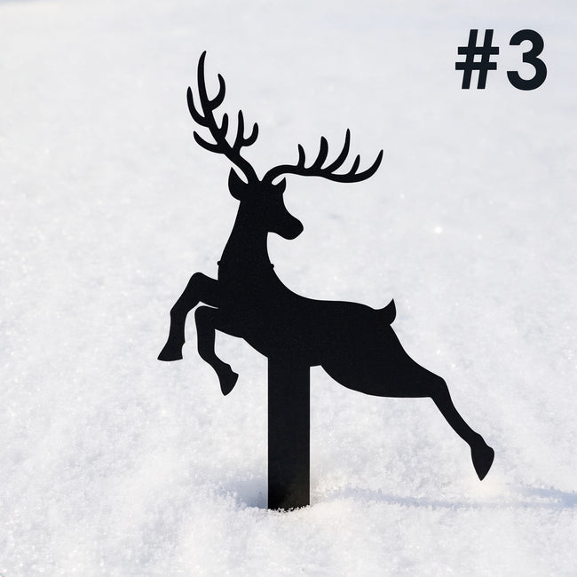 Reindeer with Santa Yard Stakes