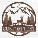 Deer Family Scene Outdoor Monogram