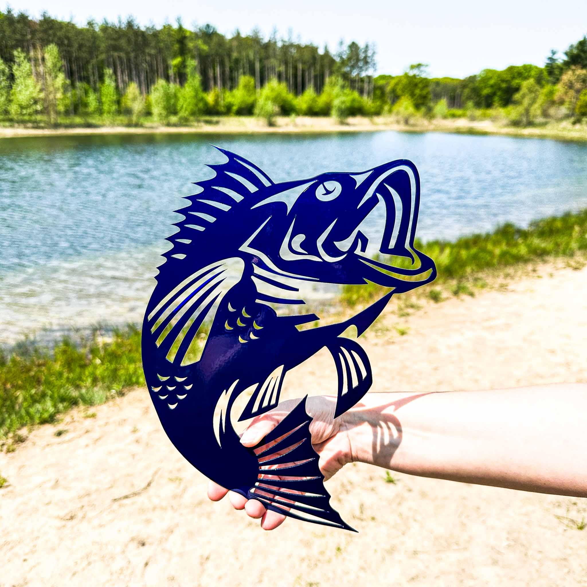 Outdoor Bass Fish Metal Sign | Fish Wall Decor | Fishing Shack