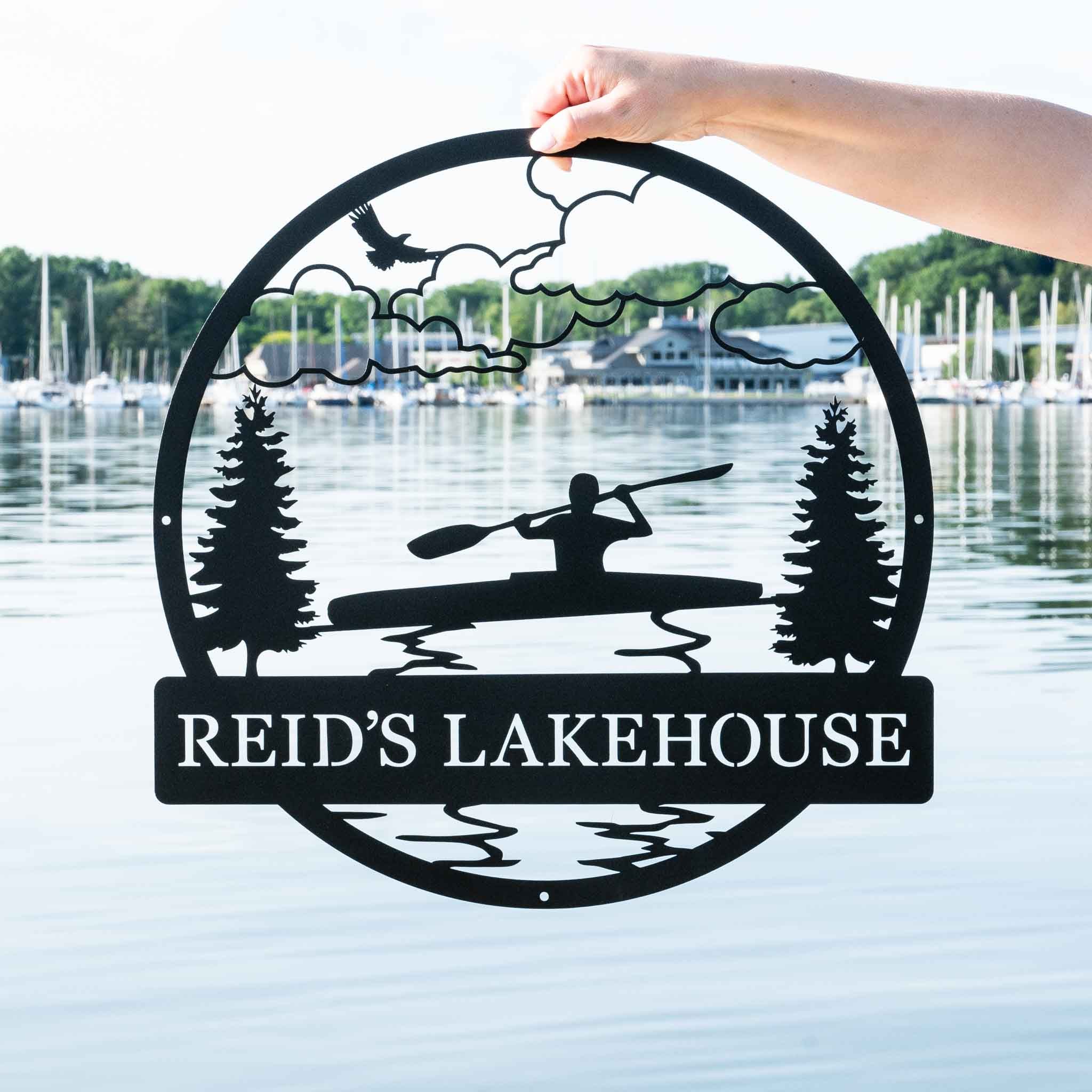 Outdoor Kayak Monogram | Cabin Cottage Lake House Decor | Name Sign ...