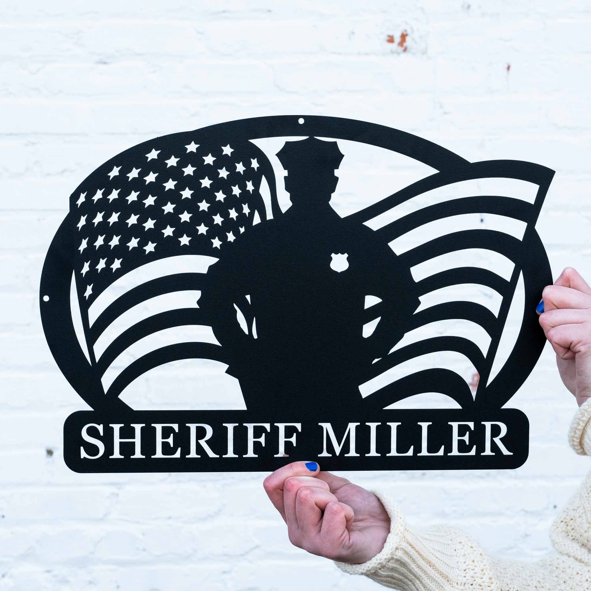 Military Monogram | Metal Name Sign with US Flag | Veteran Gift ...