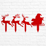 Reindeer with Santa Yard Stakes