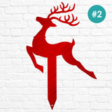 Reindeer with Santa Yard Stakes