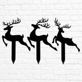 Reindeer with Santa Yard Stakes