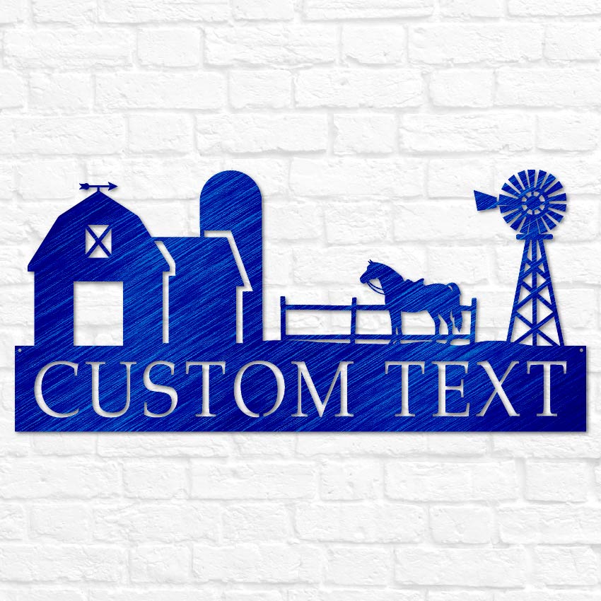 Personalized Metal Outdoor Ranch Scene Name Sign | Custom Farm Decor ...