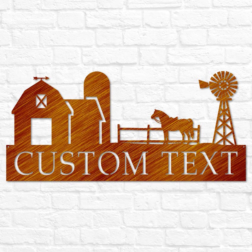 Personalized Metal Outdoor Ranch Scene Name Sign | Custom Farm Decor ...