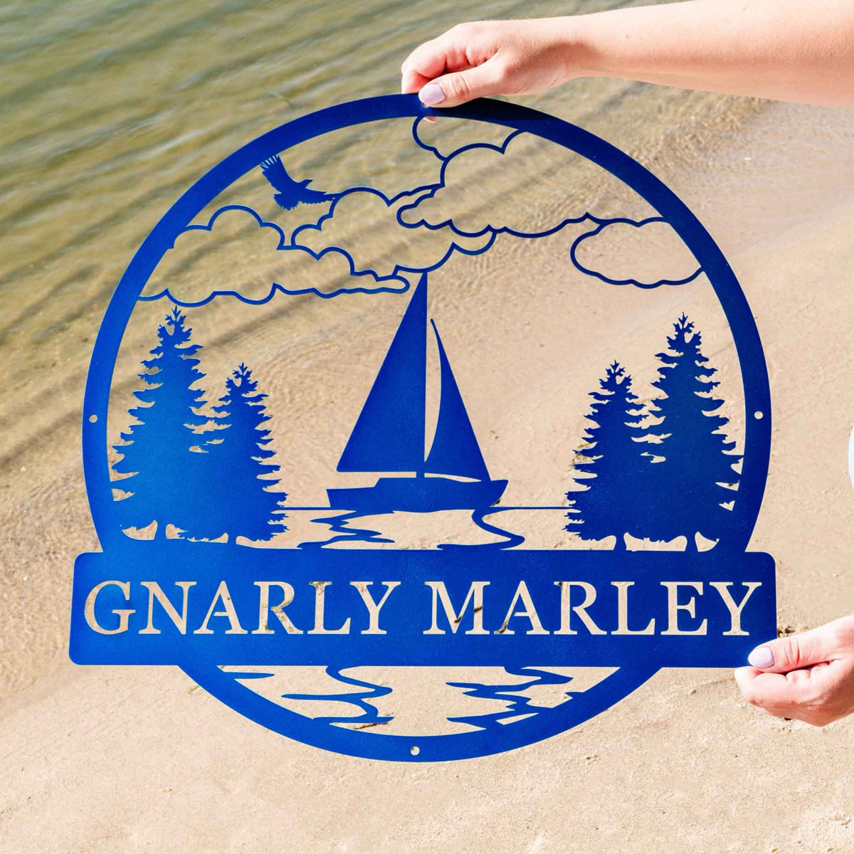 Outdoor Sailboat Metal Name Sign | Personalized Coastal Cottage Cabin ...