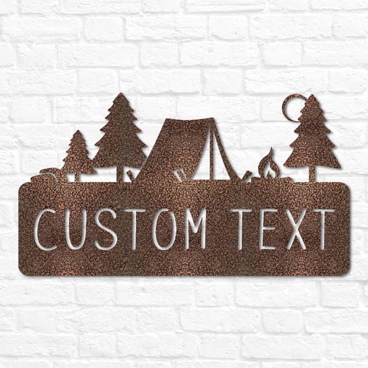 Metal Tent Camping Name Plaque | Personalized Outdoor Cabin Camp Decor ...