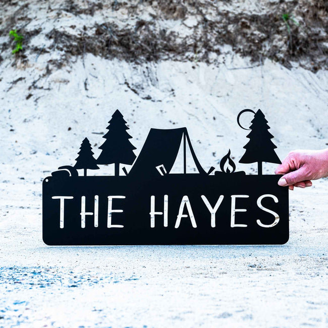 tent names Metal Tent Camping Name Plaque