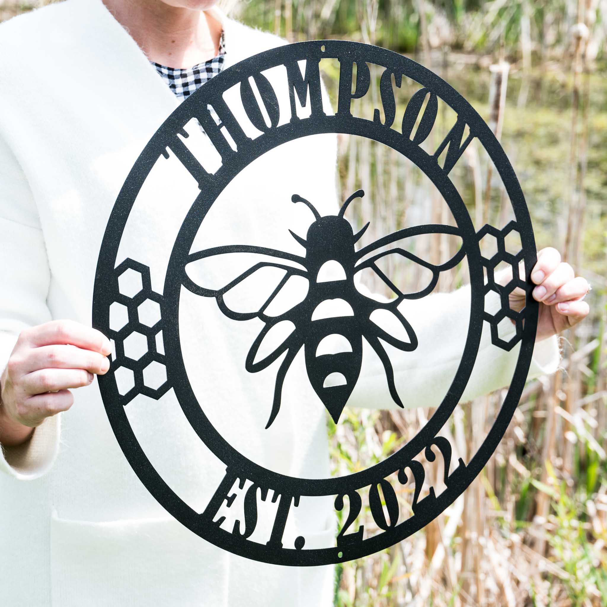 Haybee Monogram Personalized Bee Decor | Bee Monogram | Custom Beekeeper Gift Bee Sign ...