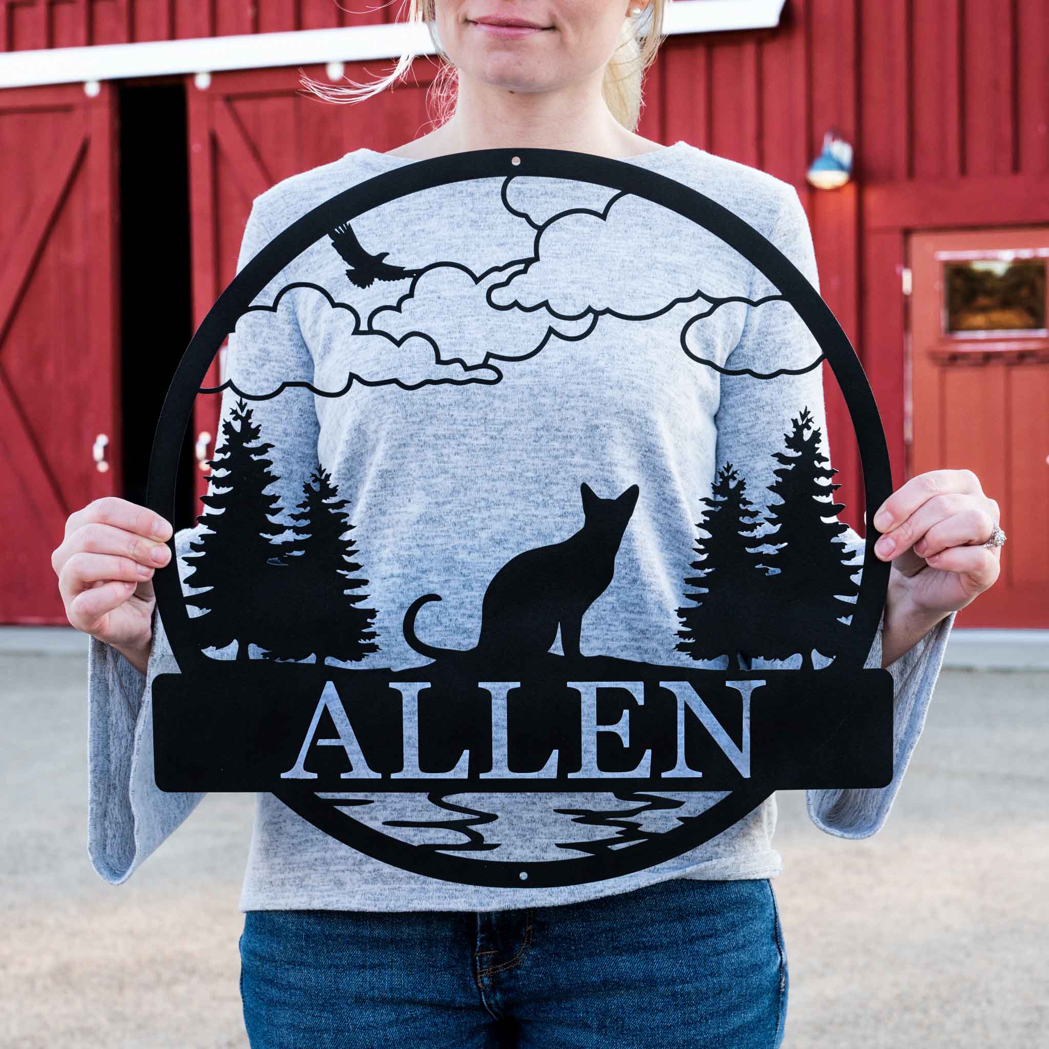 Personalized Cat Outdoor Monogram | Metal Cat Wall Decor Cat Name Sign ...