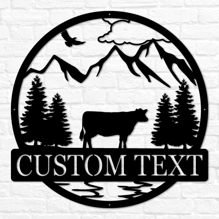 Metal Cow Outdoor Monogram | Custom Outdoor Farm Ranch Name Sign ...