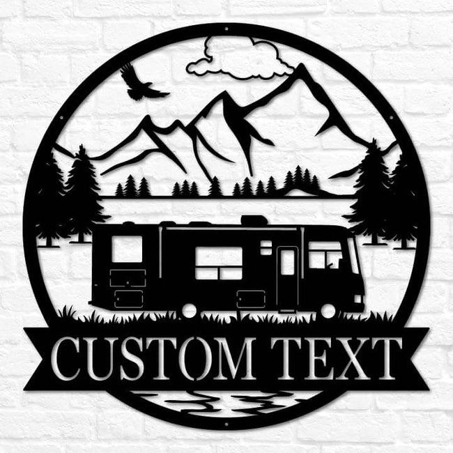 camper logo Motor Home RV Outdoor Monogram | Campsite Name Sign