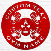 Skull Barbell Plate Gym Sign